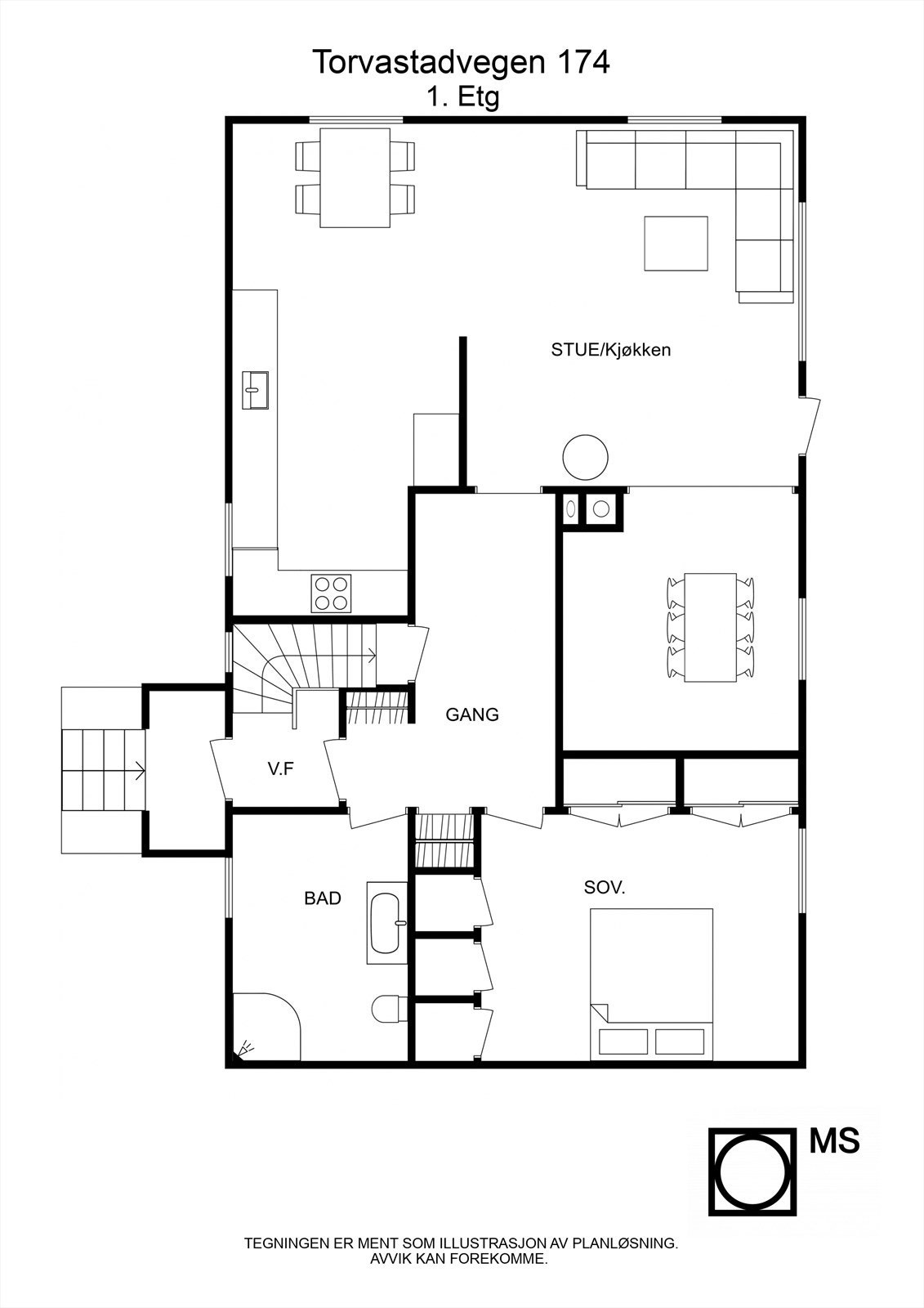 Floorplan letterhead - Torvastadvegen 174 - 1. Etg - 2D Floor Plan Galleribilde