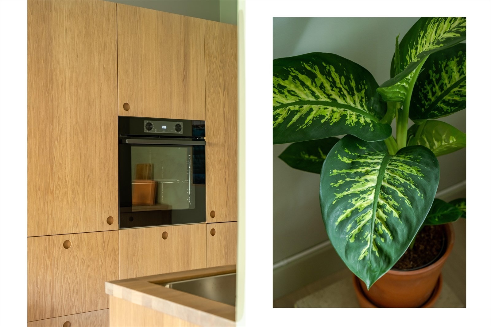 Kjøkkenet inneholder blant annet spesialdesignede fronter og benkeplate, ny platetopp med downdraft ventilator, ny stekeovn og ny oppvaskmaskin med dedikert bestikkskuff og innvendig lys. Galleribilde