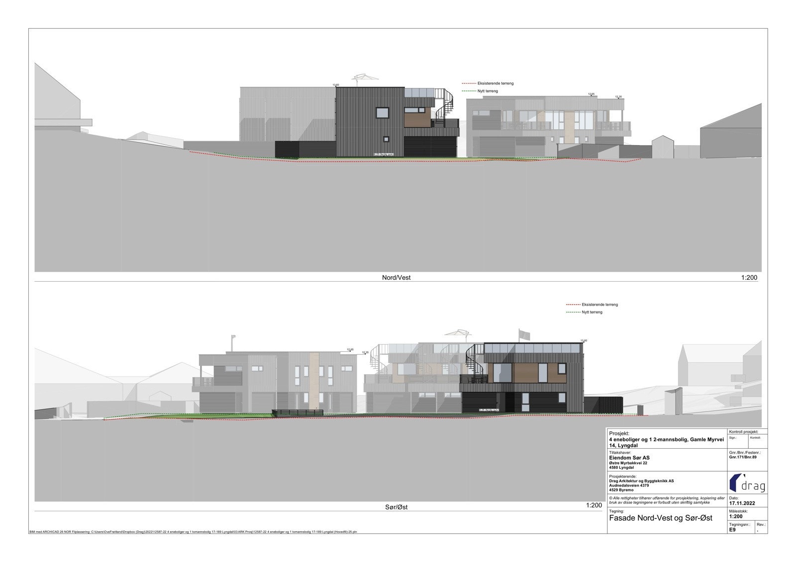 Fasade Nord-Vest og Sør-Øst Galleribilde