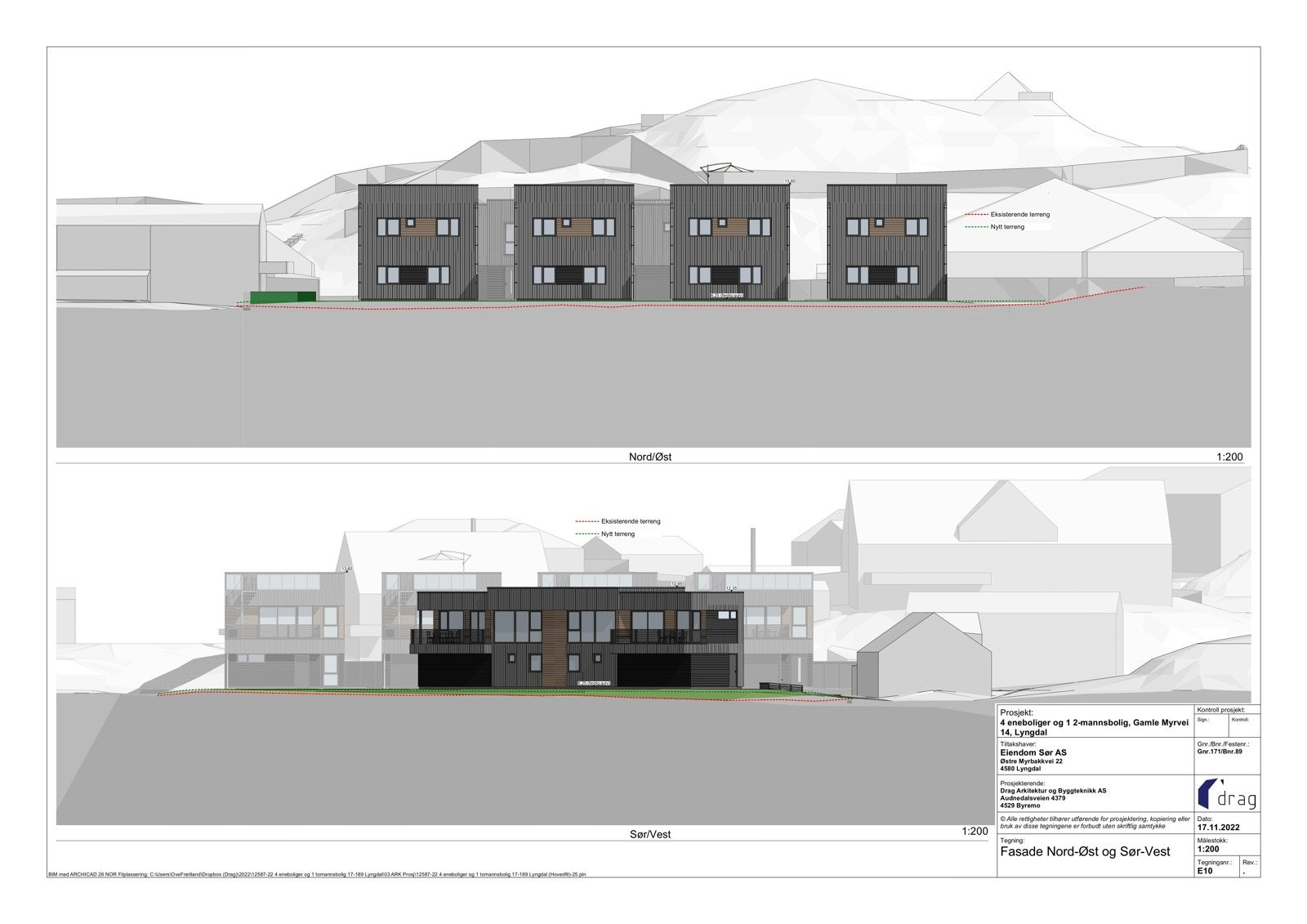 Fasade Nord-Øst og Sør-Vest Galleribilde