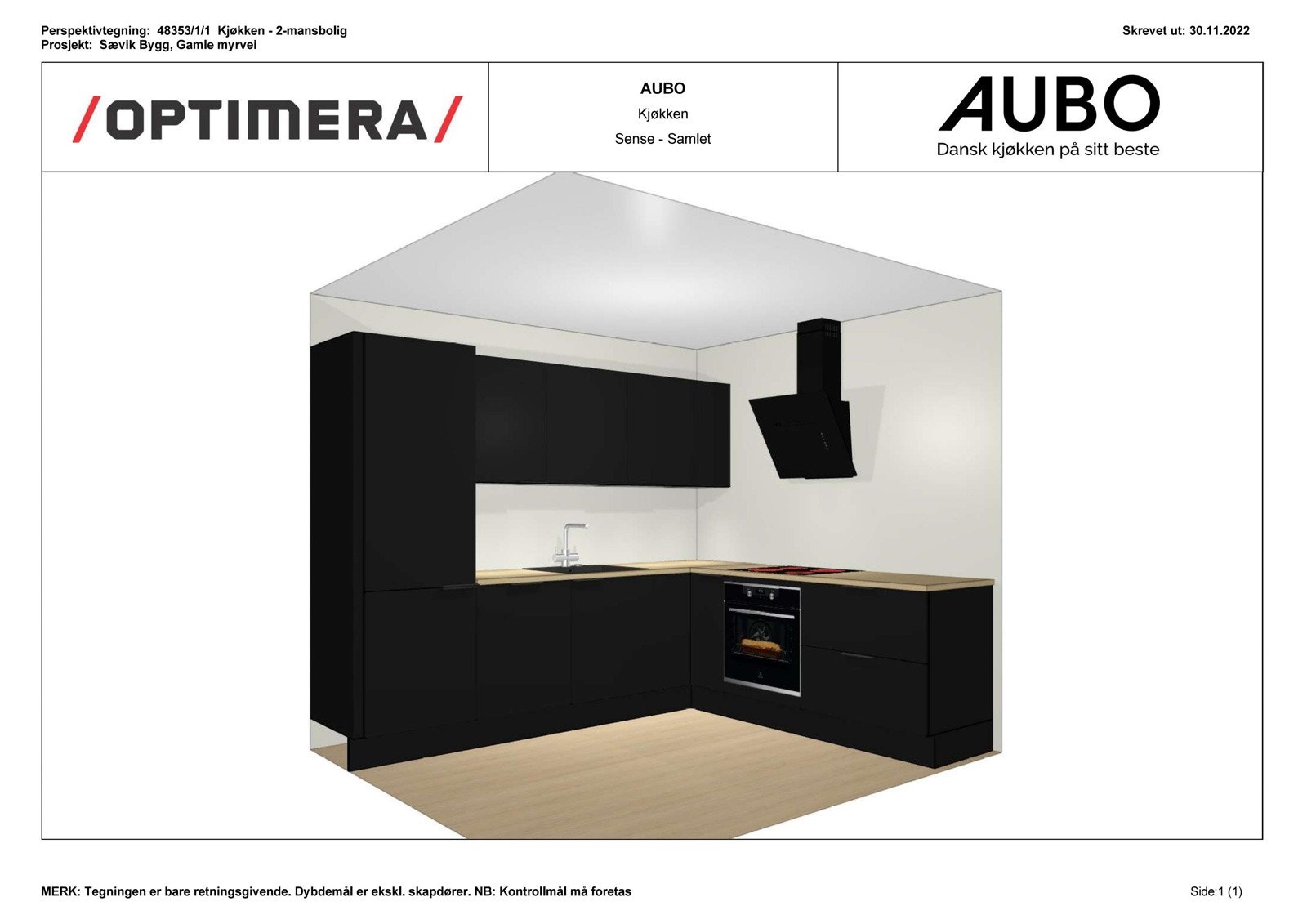 Det vil bli satt inn kjøkkeninnredning fra AUBO. Galleribilde