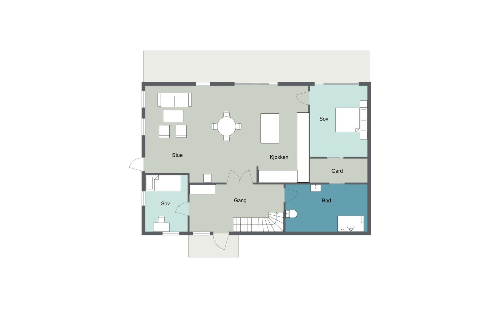 Planløsning 1.etg Galleribilde