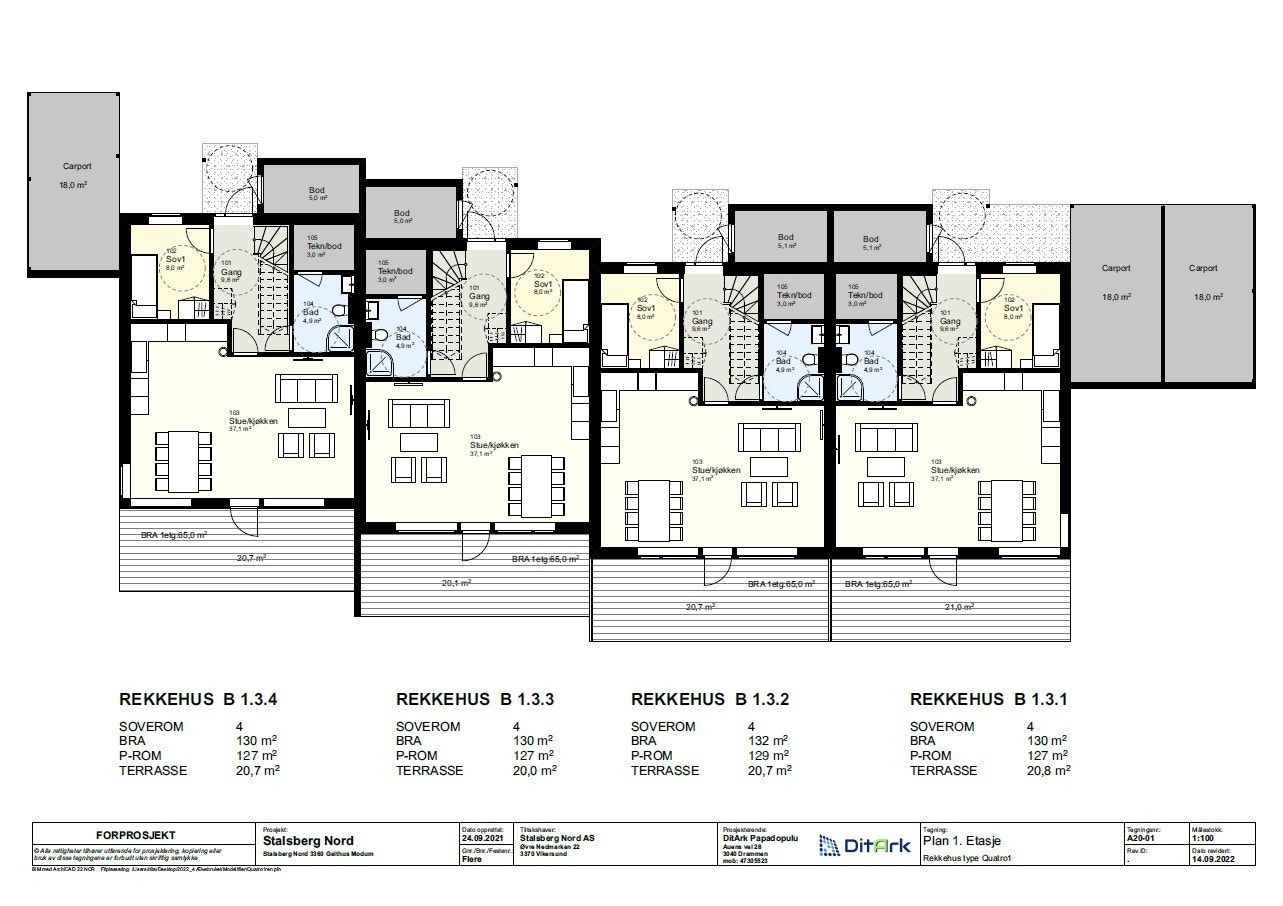 Plantegning 1.etg - Quatro 1. Galleribilde