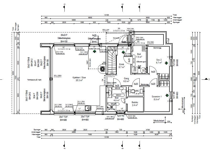 Plantegning 1 etasje Galleribilde
