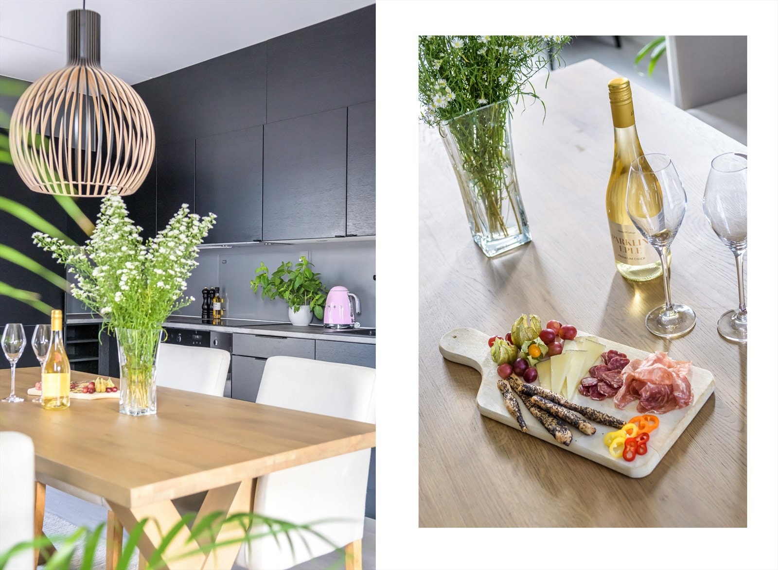 God plass til et stort spisebord for sosiale lag. Galleribilde