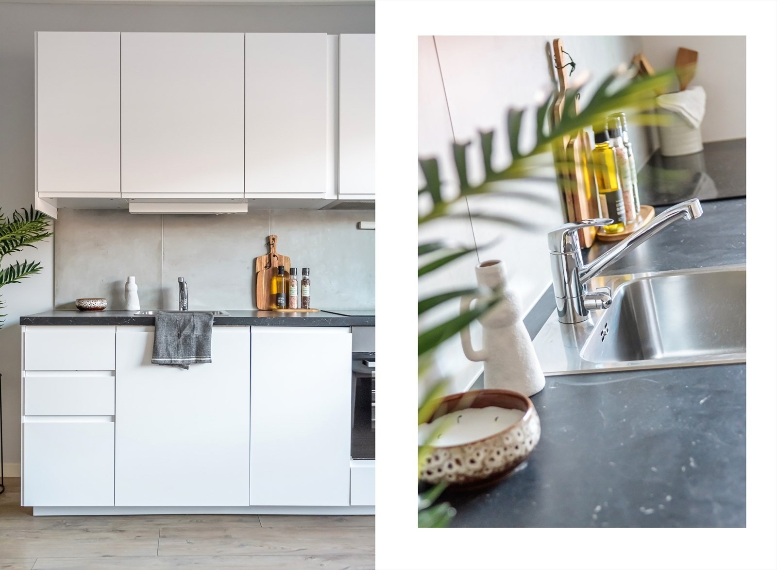 Kjøkkenet har rikelig med rikelig skap- og benkeplass Galleribilde