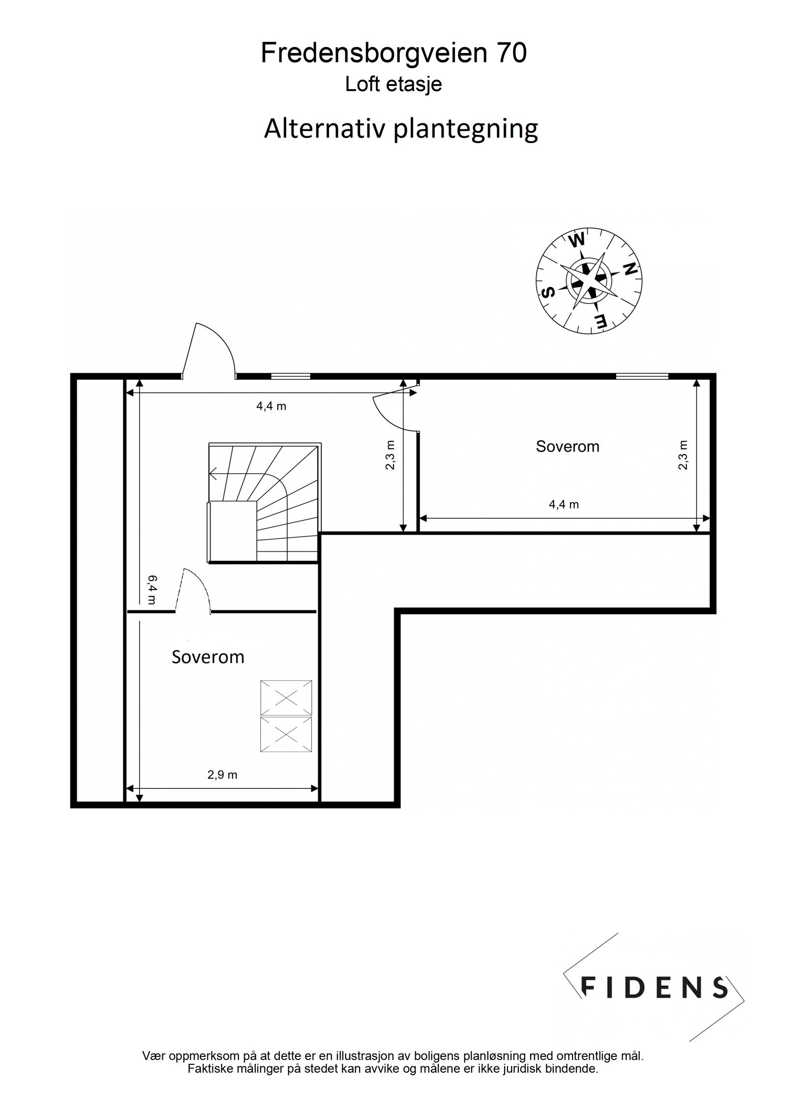 Alternativ plantegning loft Galleribilde