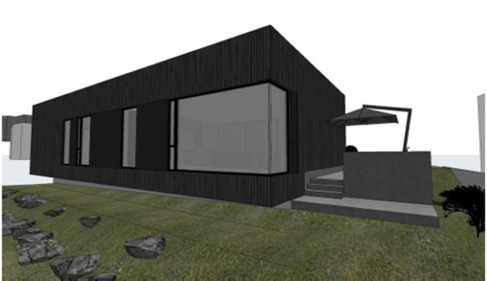 Det foreligger godkjent rammesøknad for oppføring av enebolig tegnet av Invit Arkitekter. Galleribilde