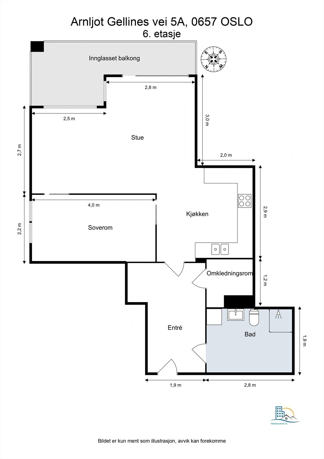 Floorplan letterhead - Arnljot Gellines vei 5A, 0657 OSLO - 6. etasje - 2D Floor Plan.jpg Galleribilde