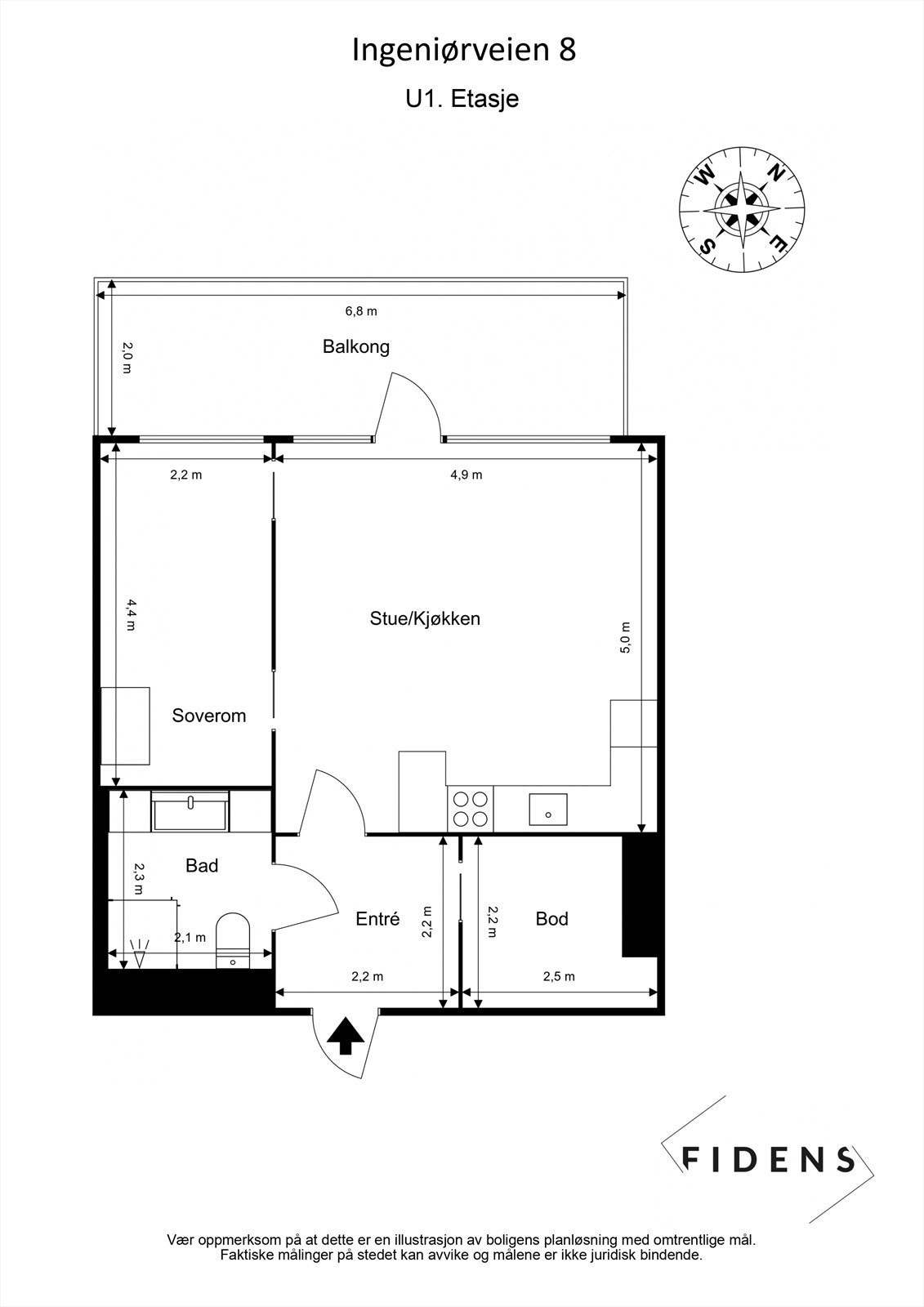 Boligen ligger i et terreng der inngangspartiet er på nivå med U1, men mot bakgården tilsvarer dette 2. etasje Galleribilde