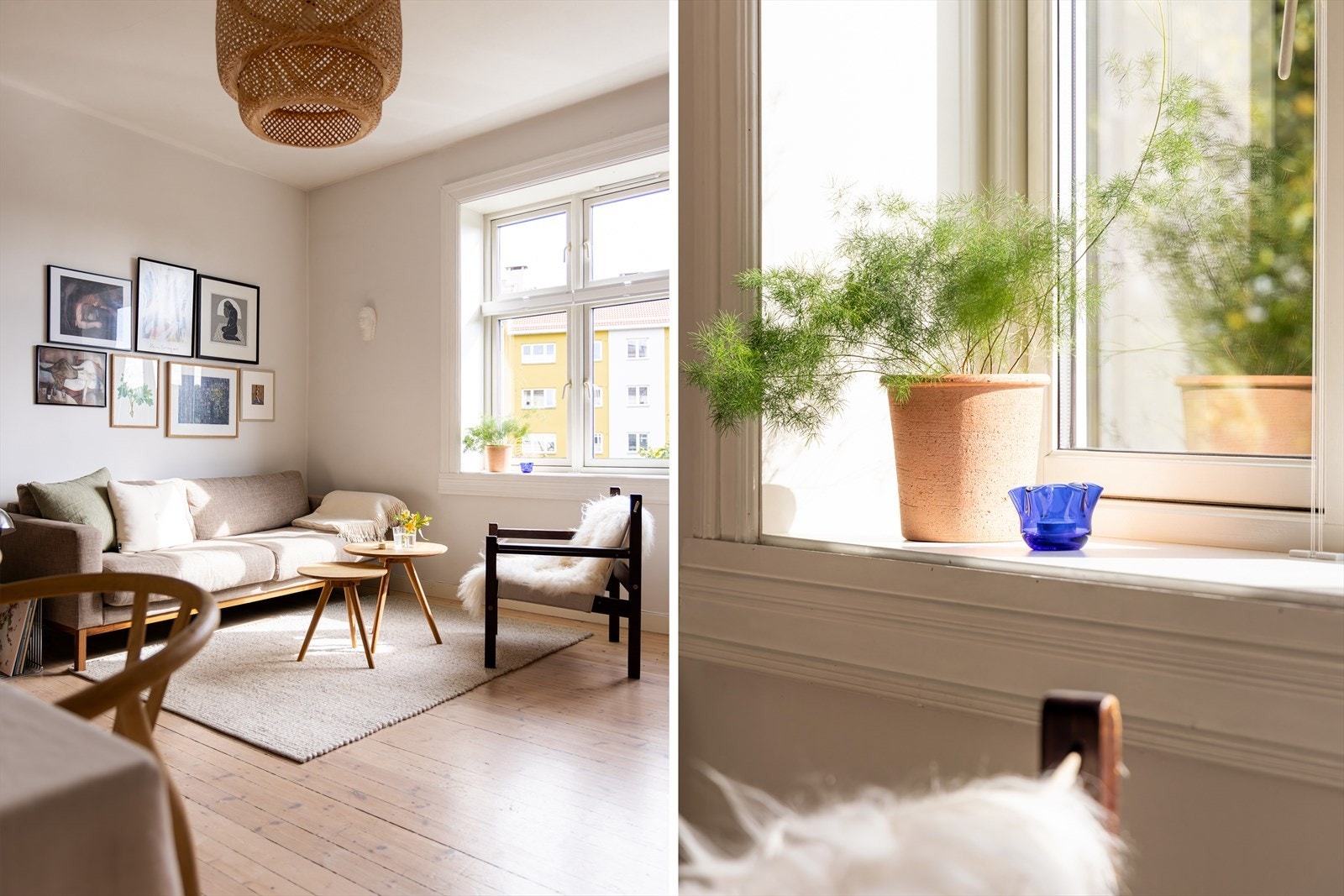 Leiligheten er av meget god størrelse, og de store vindusflatene, samt den gode takhøyden skaper en svært lys og luftig atmosfære Galleribilde