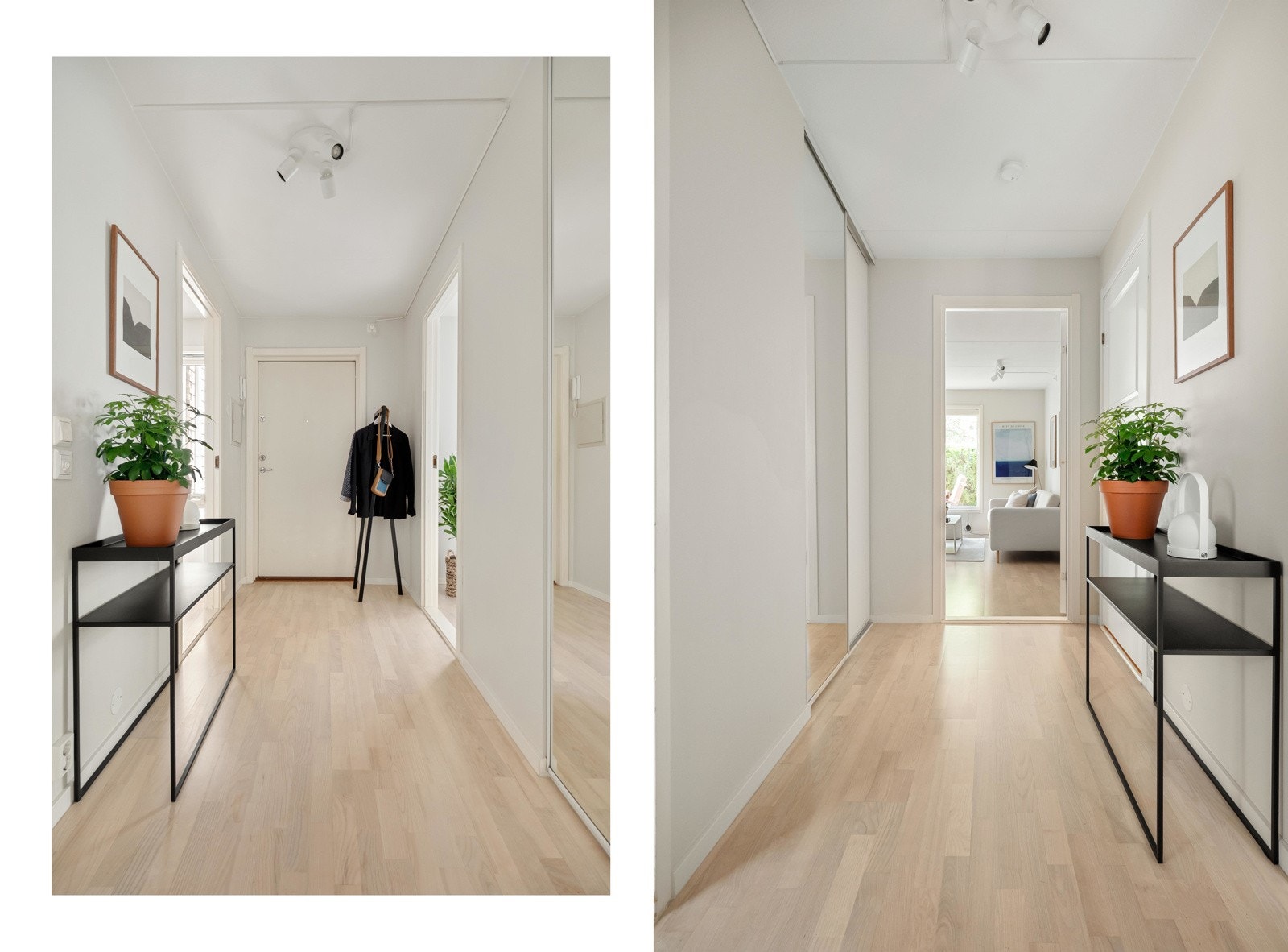 Velkommen hjem! Gangen er lys og romslig, og det er plass for å plassere sko og yttertøy i en stor skyvedørsgarderobe. Galleribilde