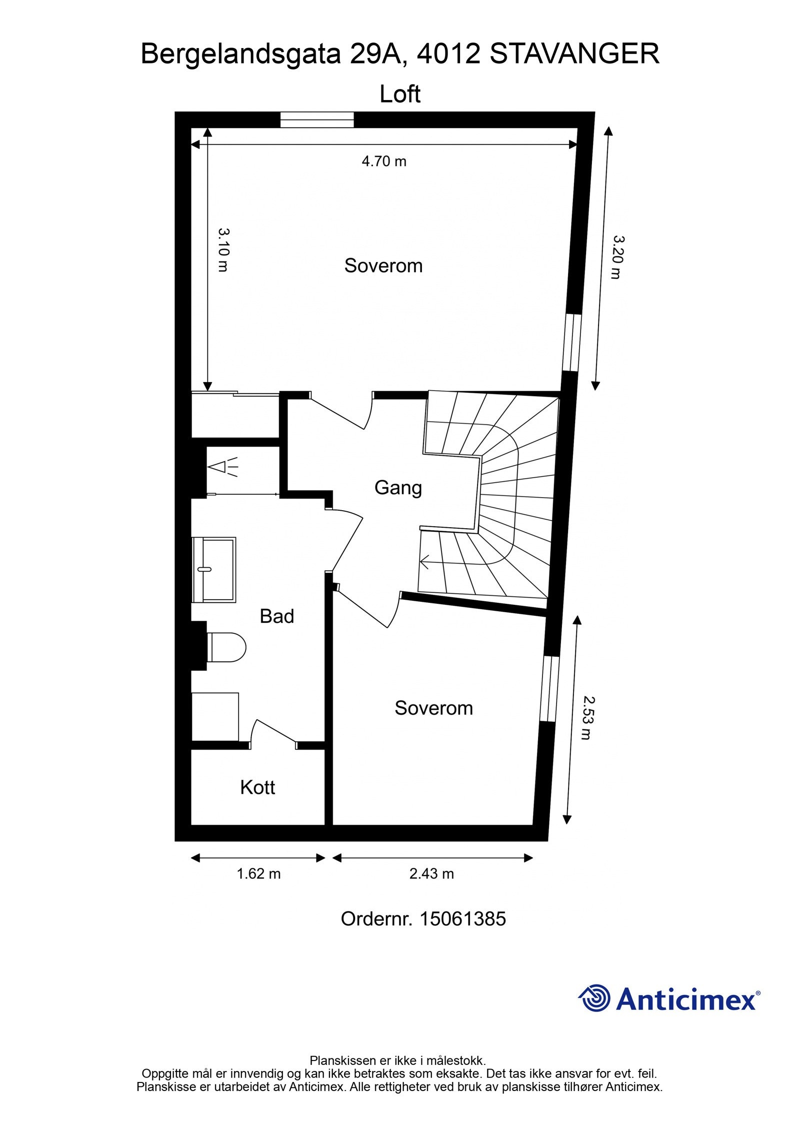 Plantegning - Loft. Galleribilde