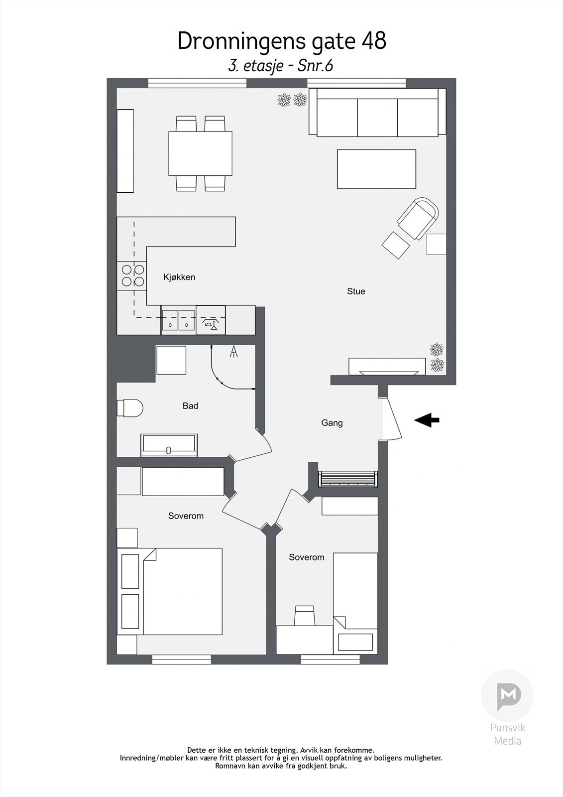 Vi tar en rask titt på plantegningen for orientering. Galleribilde