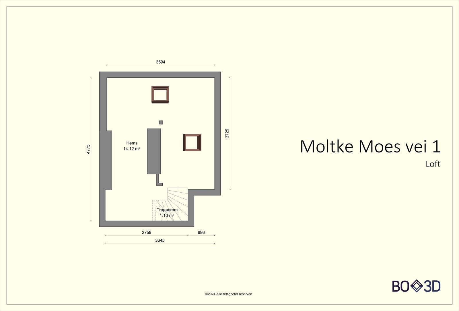 Leiligheten er målt opp med ny teknologi, som gjør at målene er HELT nøyaktige. Ganske praktisk eller hva? Galleribilde