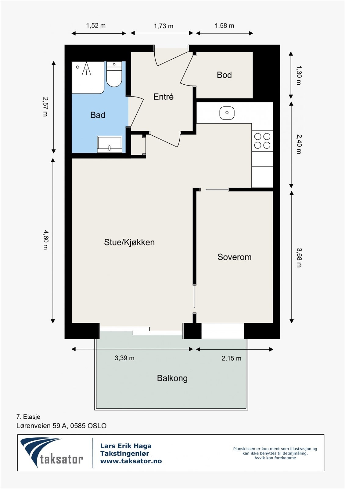 Plantegning - I tillegg disponerer leiligheten en bod i kjeller (nr. 136) Galleribilde