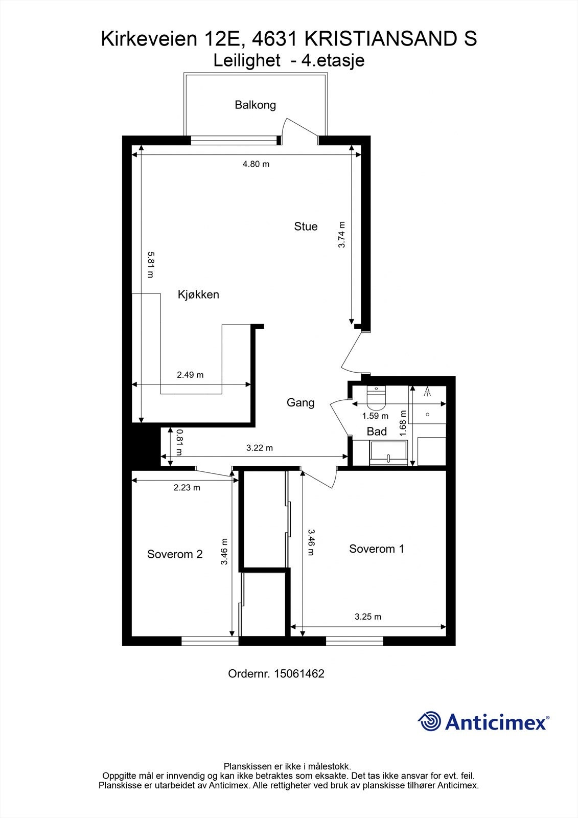 2D plantegning med mål Galleribilde