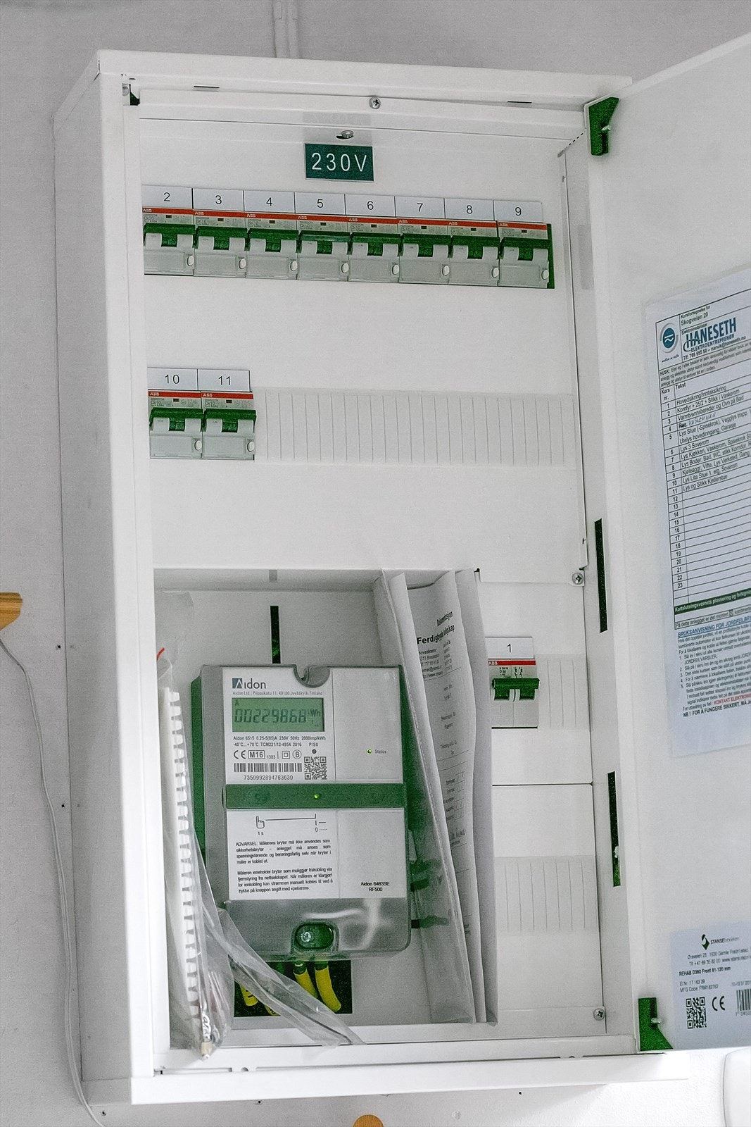 Ny tavle med automatsikringer og jordfeilbryter på hver kurs i 2017. Forøvrig eldre el. anlegg. Galleribilde