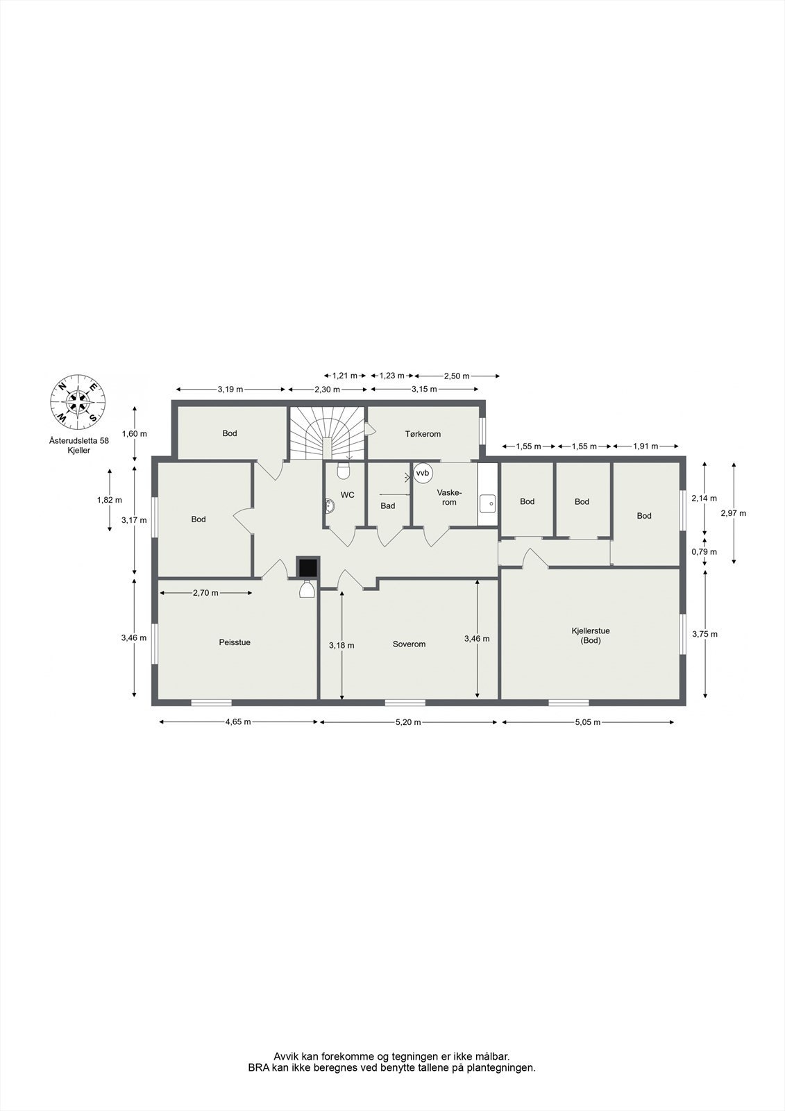 Planløsning kjeller. Galleribilde