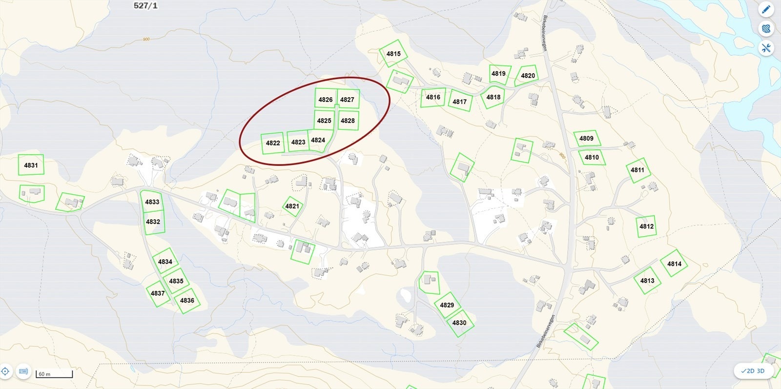 Kart over Kroksjølia og tomter som nå er for salg. Galleribilde