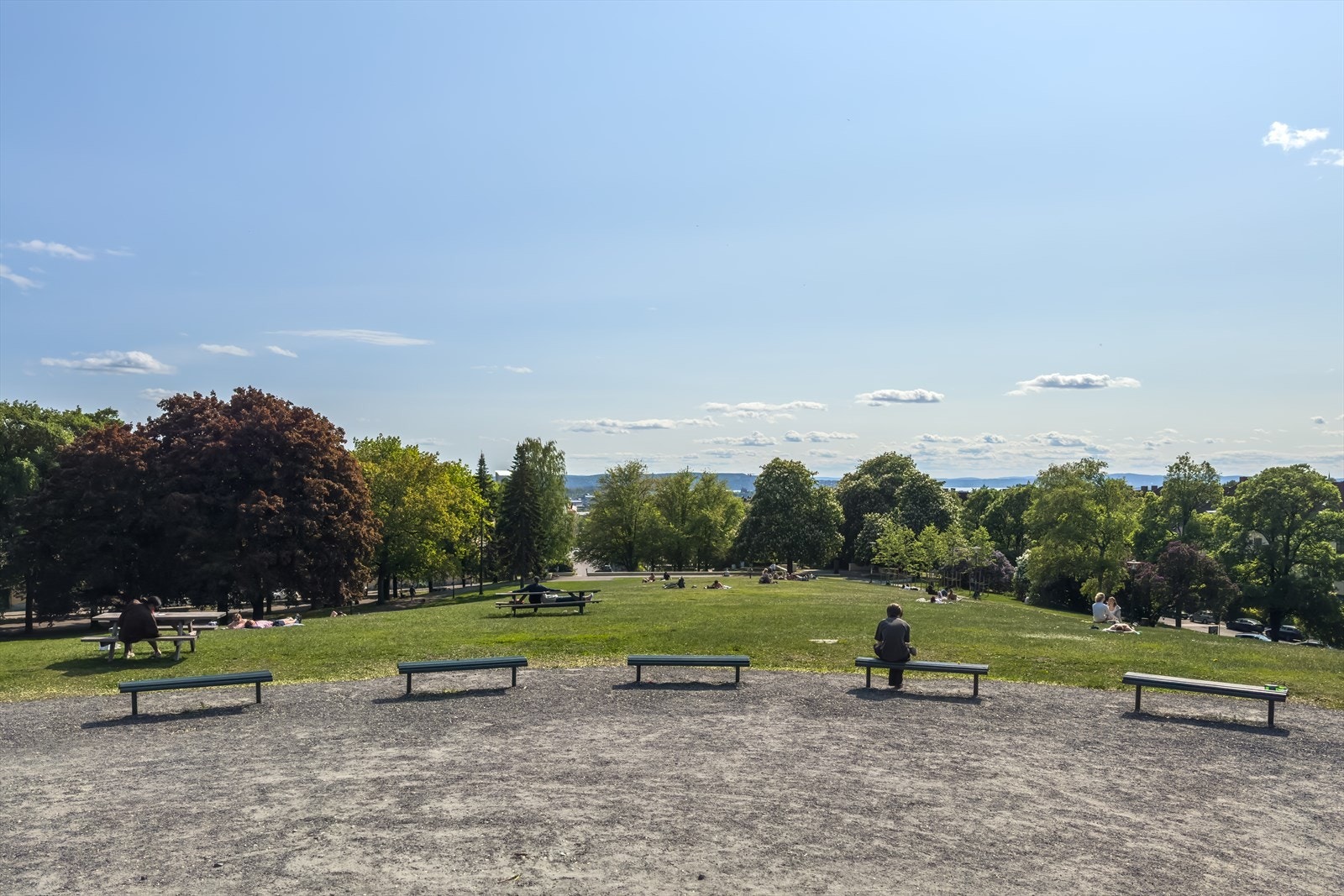 Flott park i nærheten med mange benker og stier. Galleribilde