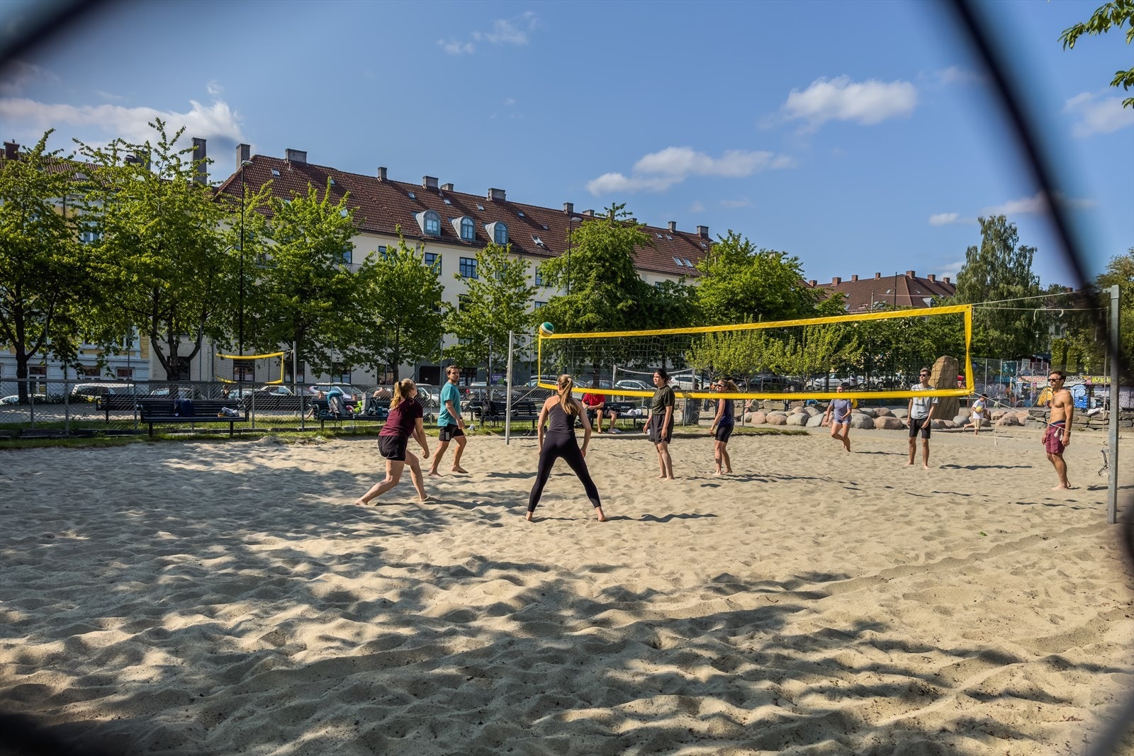 Volleyballbane i nærheten for aktive dager utendørs. Galleribilde
