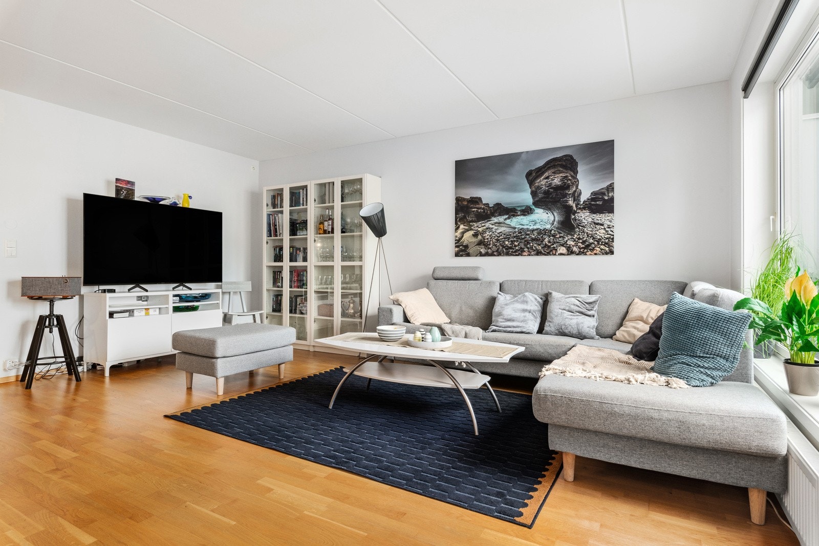 Tv- og internett er inkludert i felleskostnadene sammen med fjernvarme og varmevann. Galleribilde