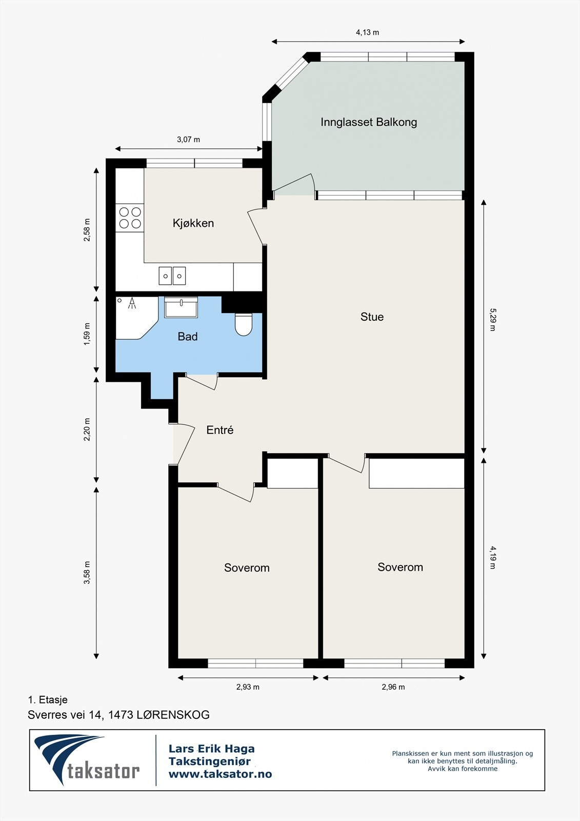 Plantegning. I tillegg disponerer boligen to boder og en parkeringsplass Galleribilde