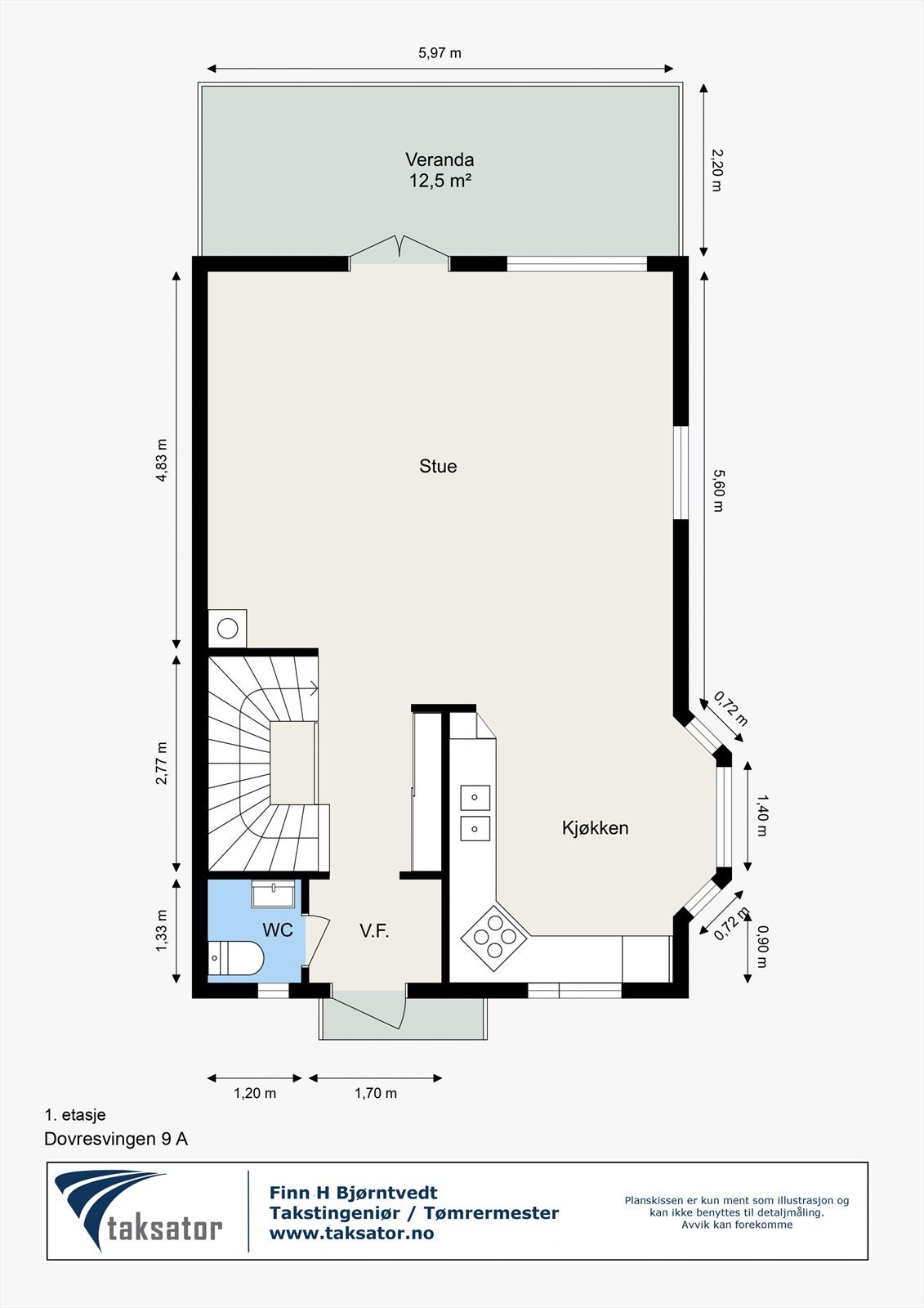 Oppmålt plantegning for 1 etg Galleribilde