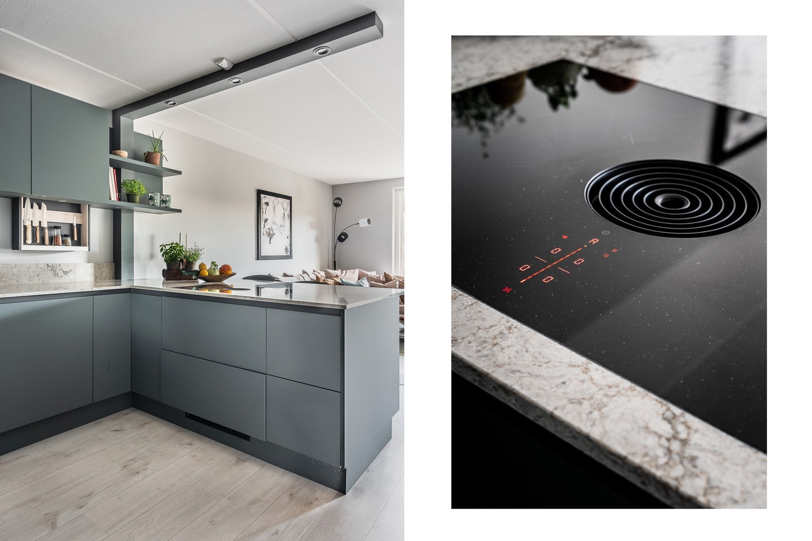 Benkeplaten har usb, Backflip stikkontakt og integrert ventilator av typen Bora Pure. Begge deler er planlimt. Galleribilde