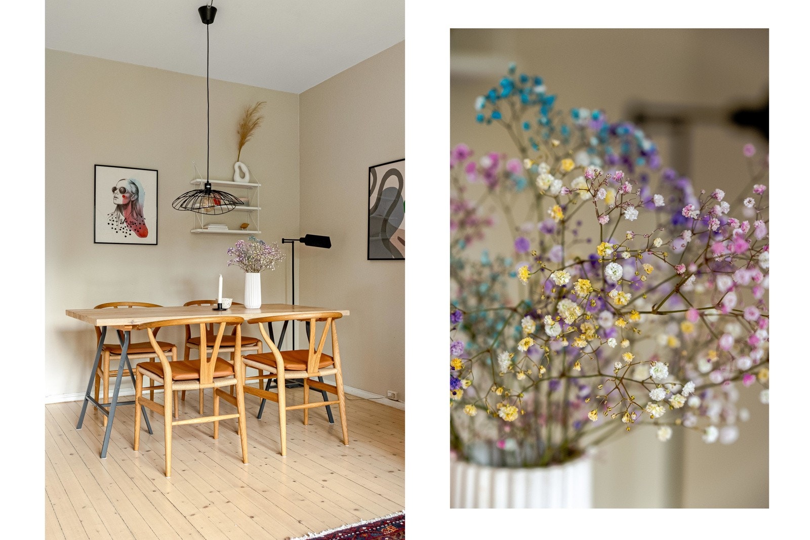 Det er naturlig å plassere spisebordet i stuens hjørne. Her kan man nyte både frokost og middagen! Galleribilde
