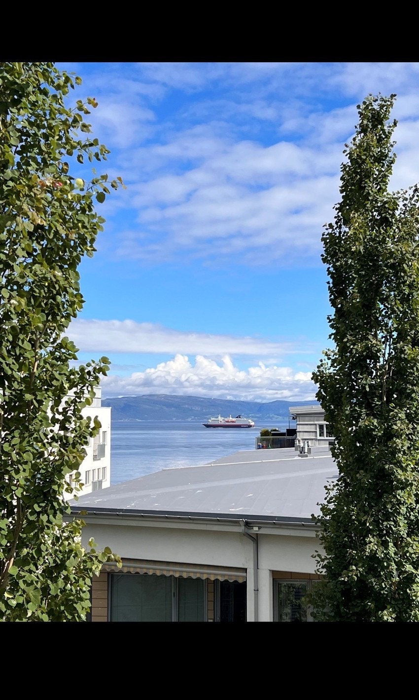 Fra terrassen har man nydelig utsikt utover sjøen og fosenalpene. Selgers bildet. Galleribilde