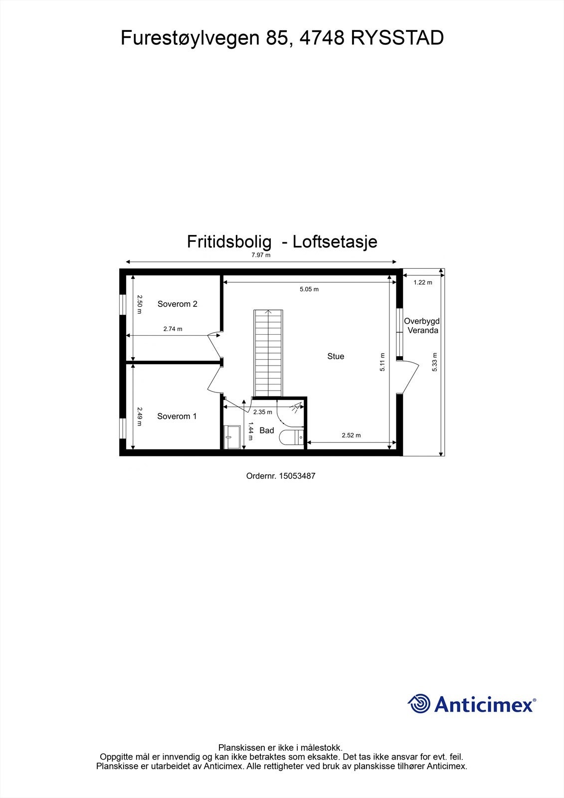 Plantegning 2 etg loftetasje Galleribilde