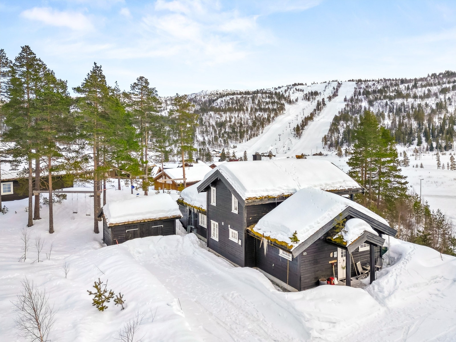 Romslig og usjenert tomt. God parkeringsplass ved hytten Galleribilde