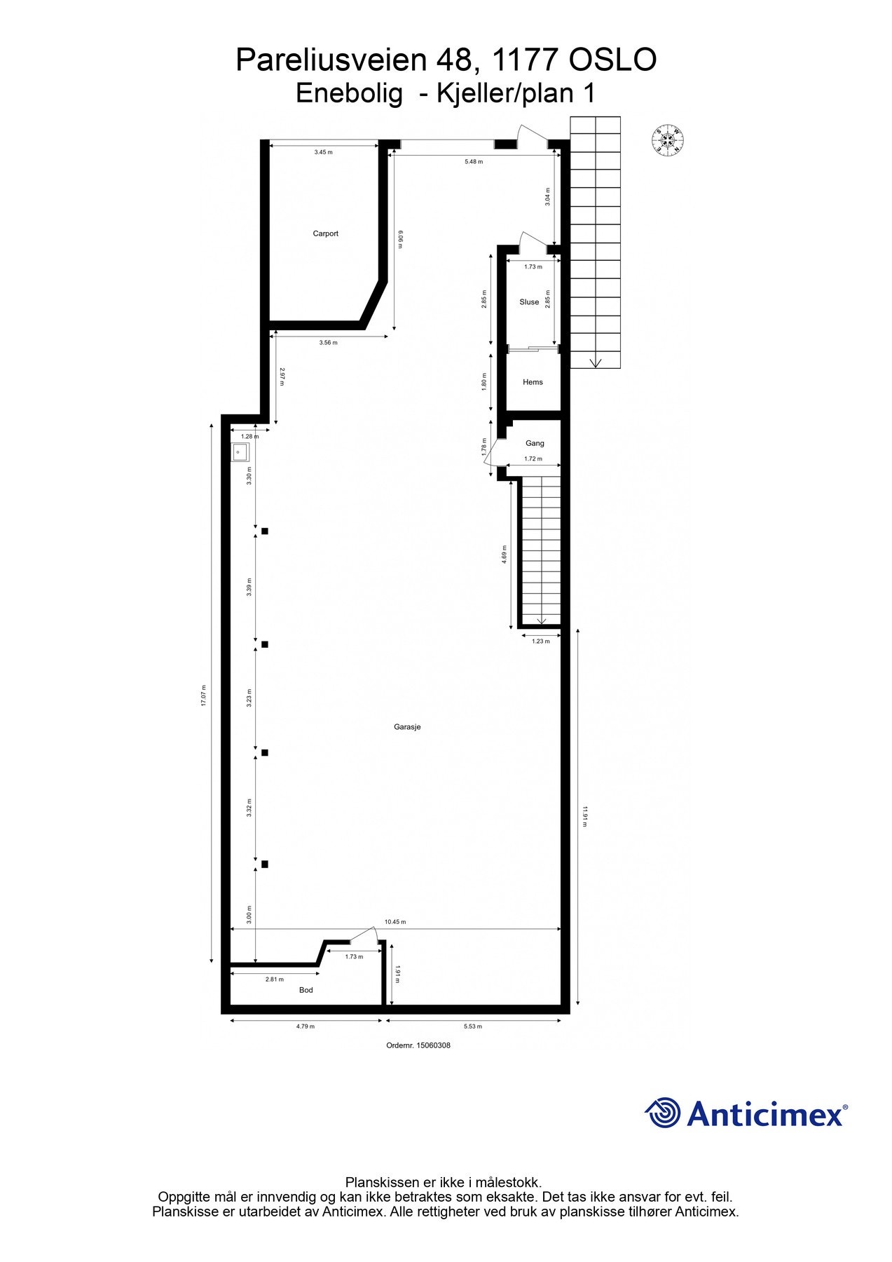 Plantegning, kjeller/plan 1. Galleribilde