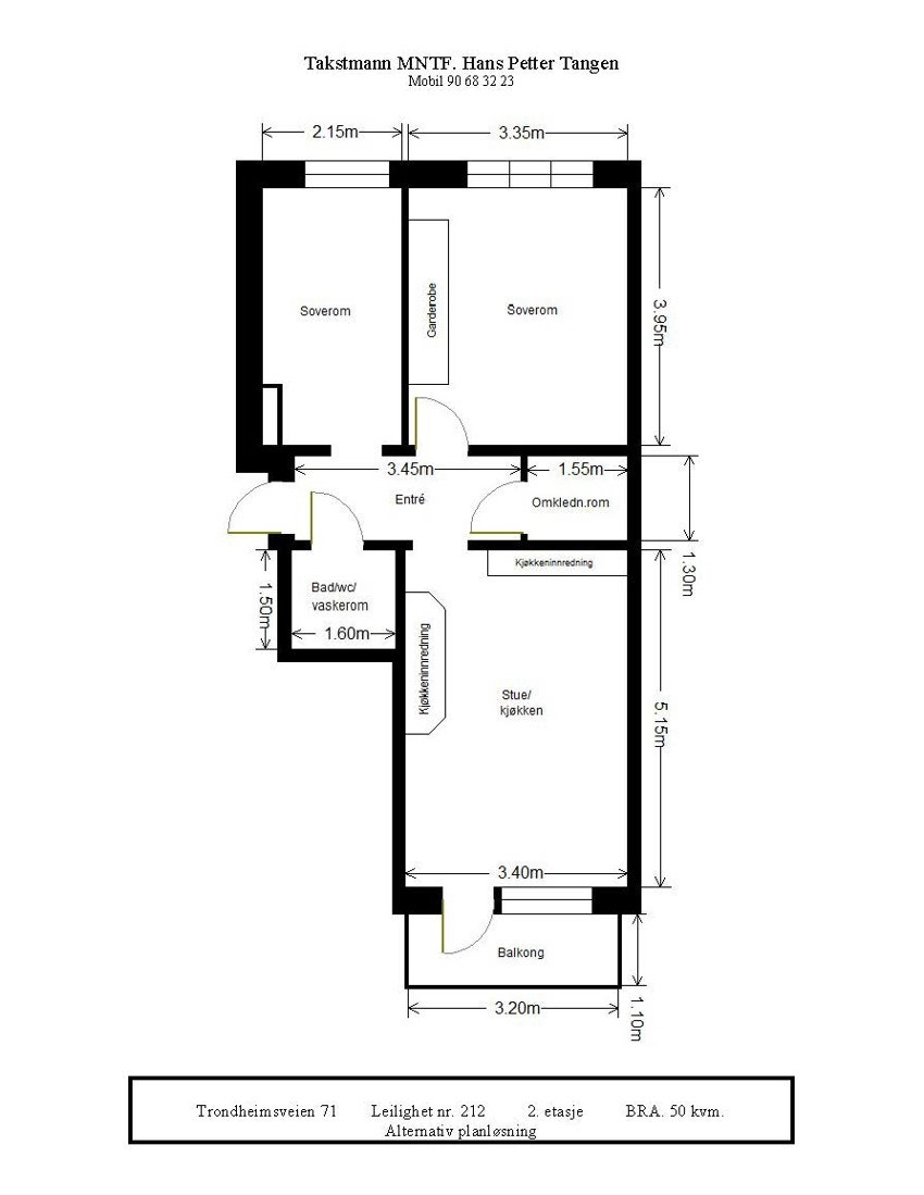 Trondheimsveien 71 - Alternativ plantegning Galleribilde