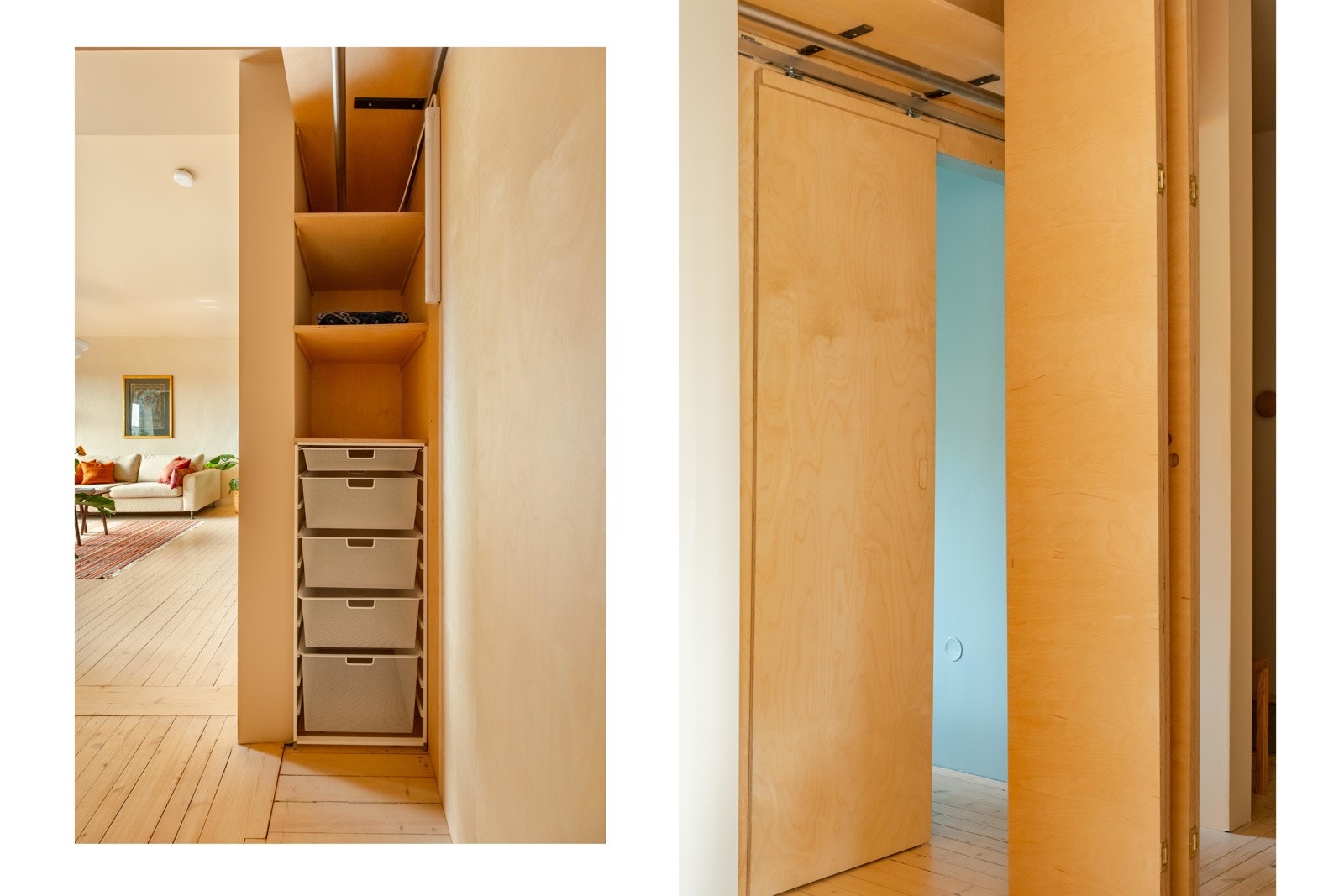 Smarte løsninger over det hele, som integrerte skap og skyvedører. Galleribilde