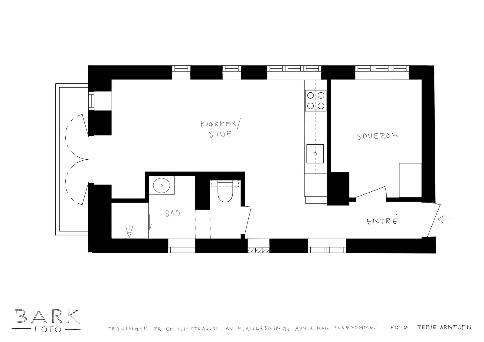 Leiligheten har en meget arealeffektiv planløsning med god utnyttelse av boligflaten. Galleribilde
