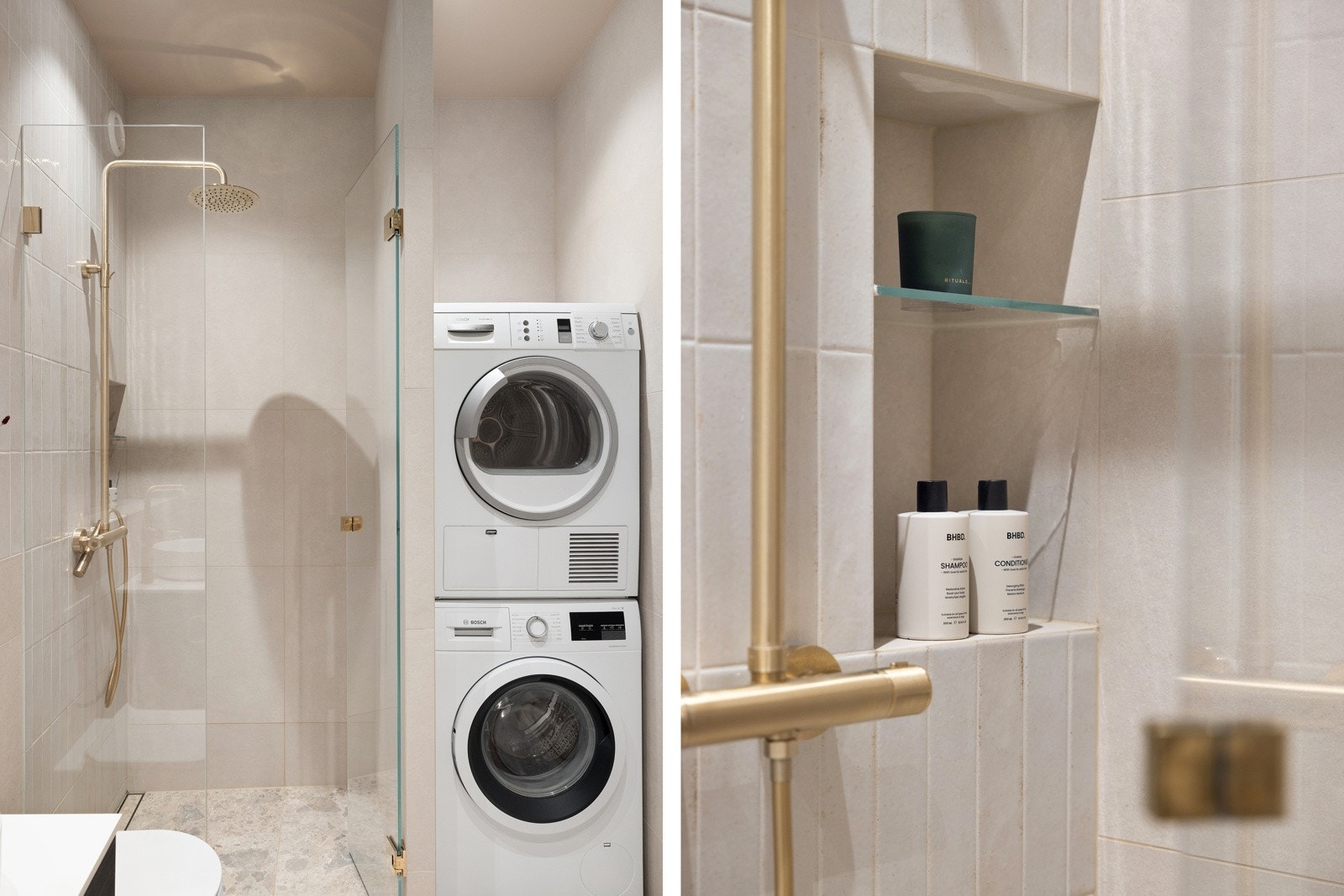 Badet har også dusjnisje samt opplegg for vaskemaskin/tørketrommel. Galleribilde