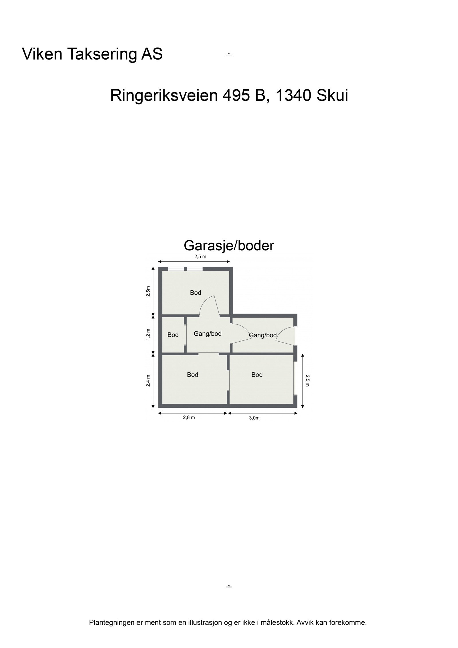 Plantegning garasje/boder. Galleribilde