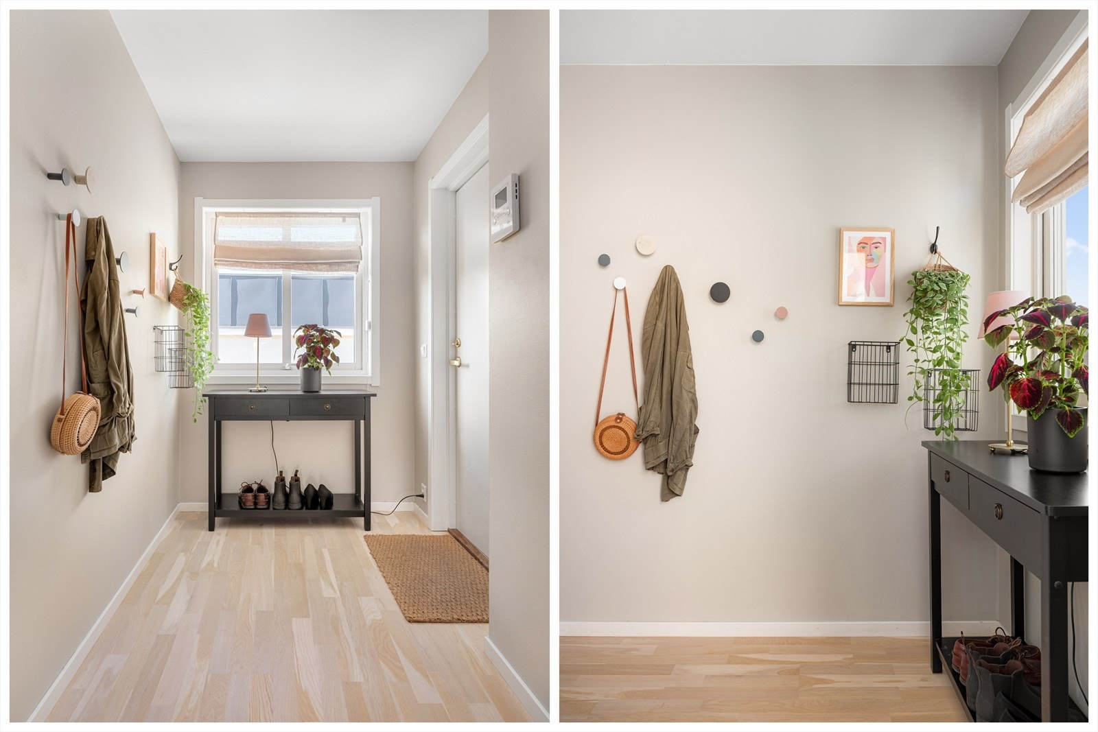 Heisen tar deg lettvint opp i 6.etasje. Det åpne og lyse inngangspartiet gir et svært godt førsteinntrykk av leiligheten. Galleribilde