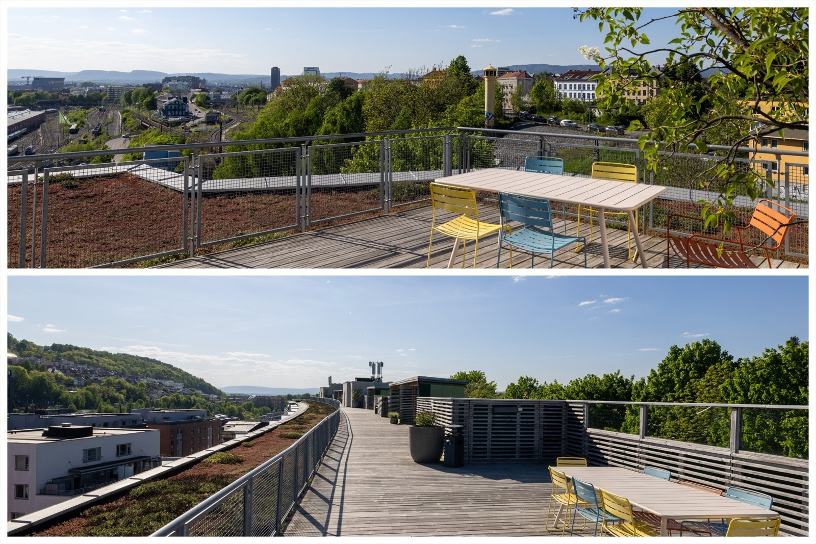 - Stor felles takterrasse med nydelig utsikt og flere skjermede soner - Galleribilde