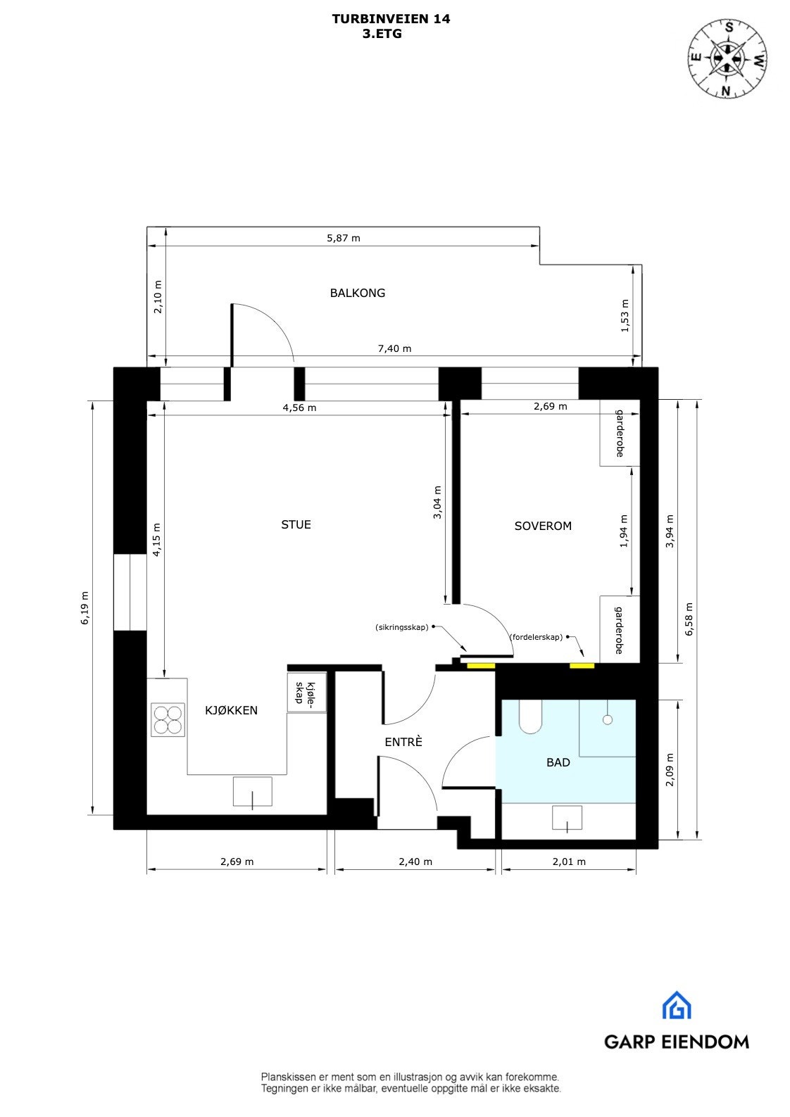 - Boligen disponerer en kjellerbod på ca. 7 m² - Galleribilde