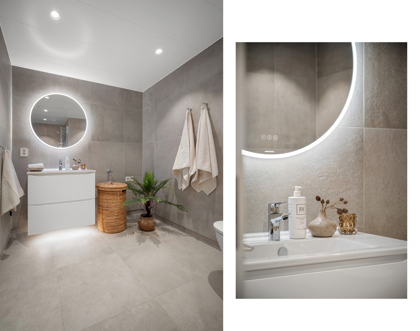 Delikate fliser og innredninger på badet Galleribilde