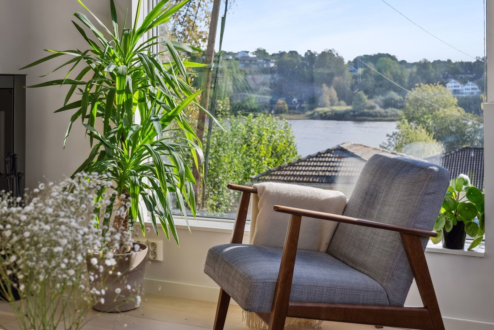 Koselig lesekrok med utsikt ned mot vannet Galleribilde