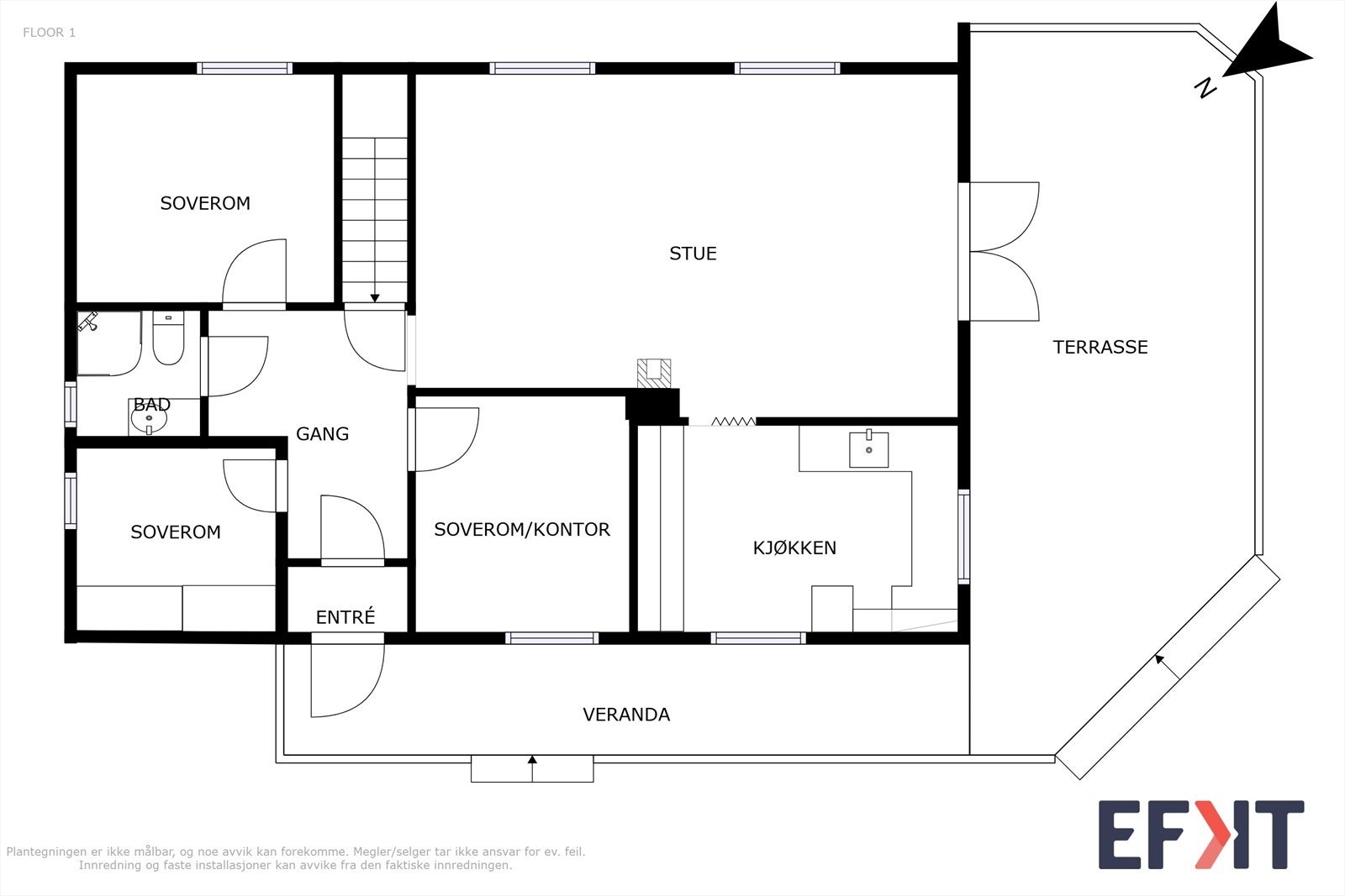 Plantegning 1. etasje Galleribilde