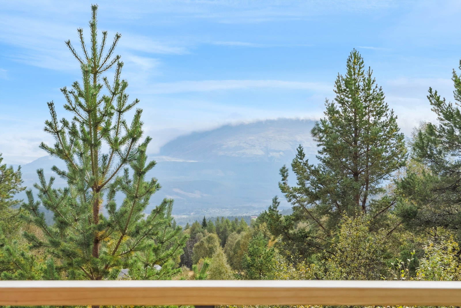 Her kan du nyte utsikten utover fjellene i det fjerne og norsk natur Galleribilde