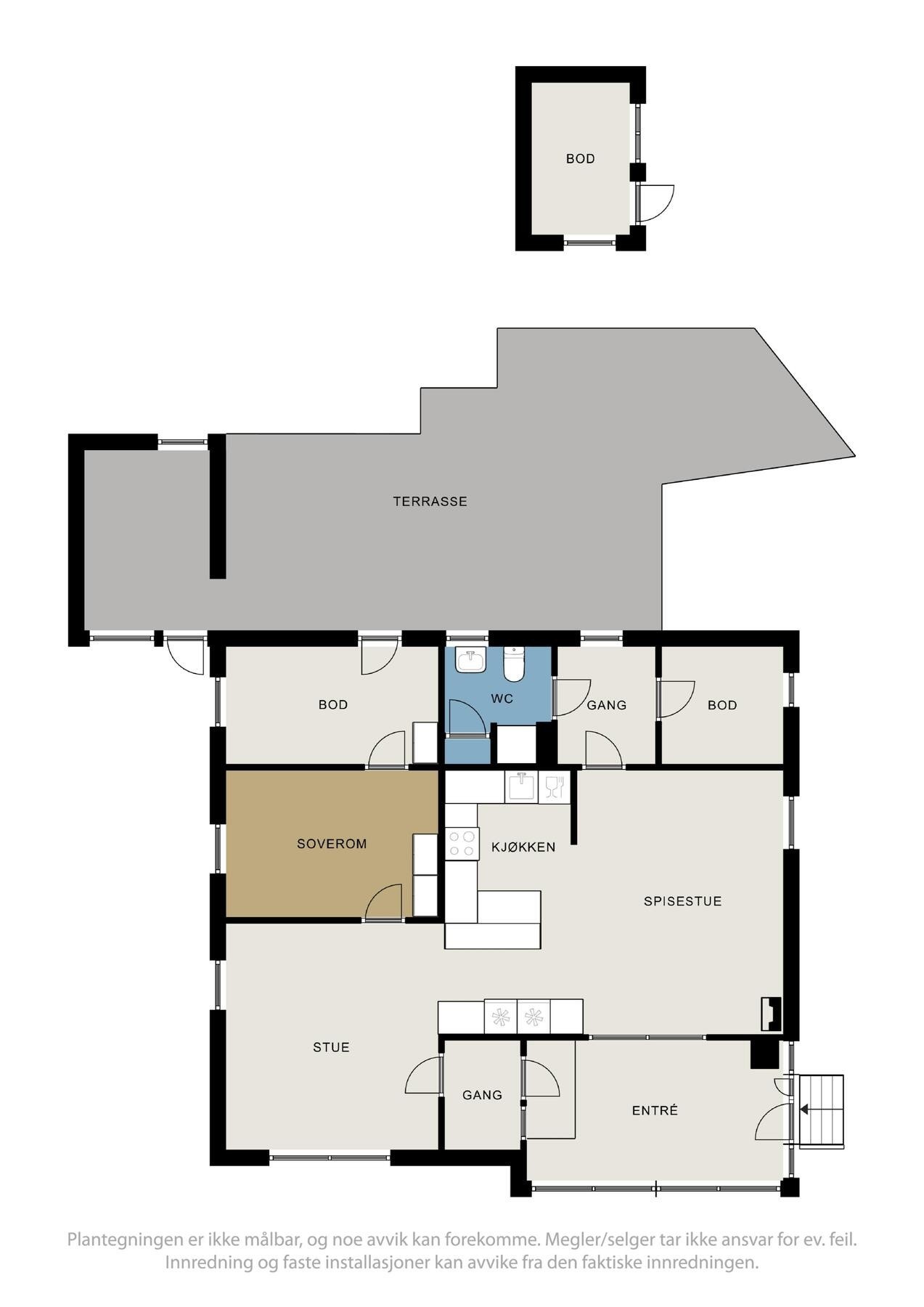 2d plantegning av hytta og utebod Galleribilde