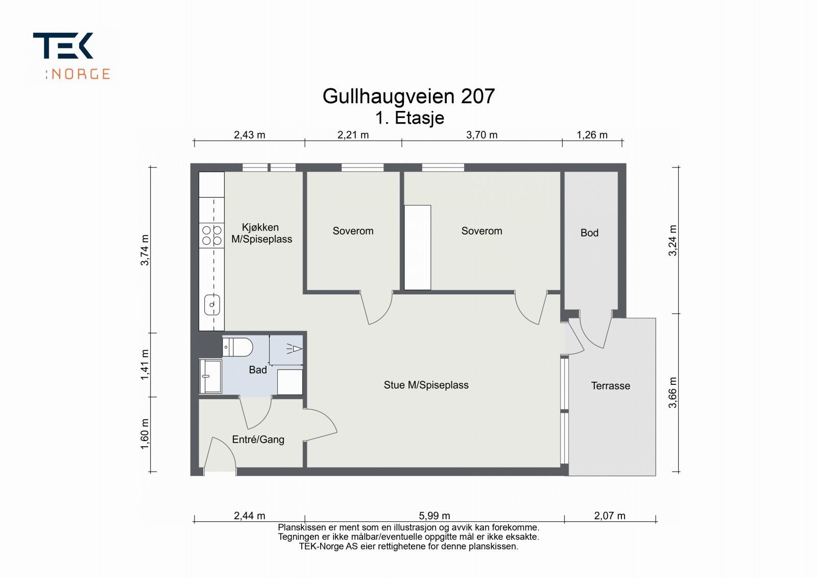 Plantegning Gullhaugveien 207 - 1. etasje Galleribilde