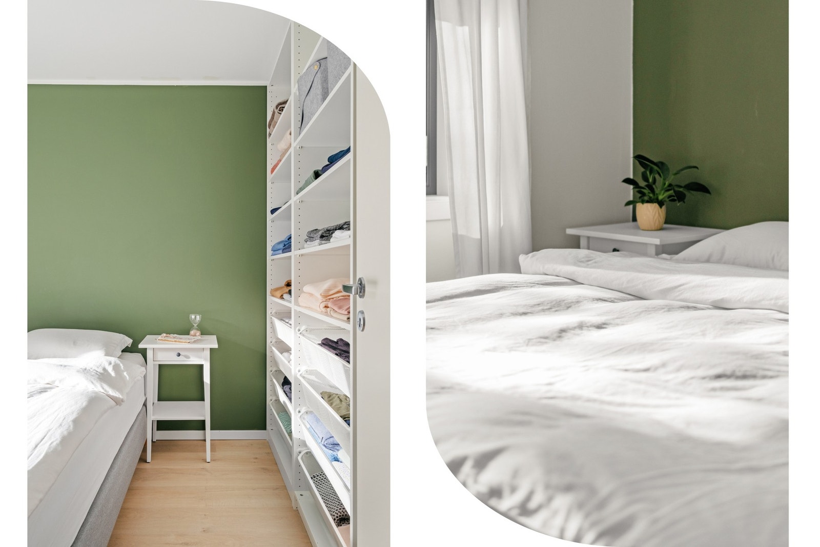 Den store vindusflaten på soverommet bidrar til å skape en lys og luftig følelse i rommet Galleribilde